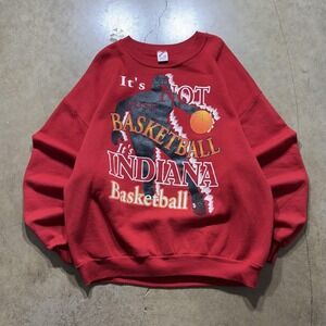 Vintage Jerzees Indiana Basketball Sweatshirt Mens 2XL Red Crewneck USA 90s